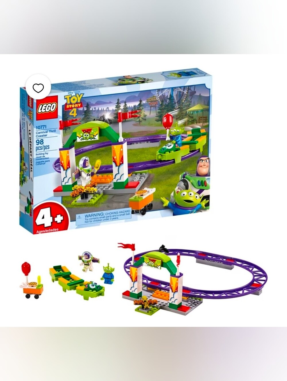 Retired Lego X Disney Toy Story 4 Carnival Thrill Roller Coaster